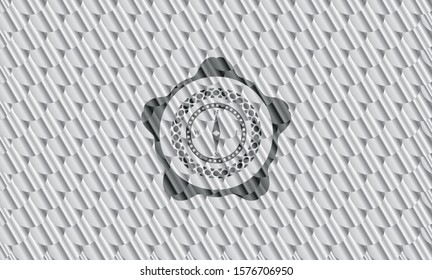 compass icon inside silver color badge. Scales pattern. Vector Illustration. Detailed.