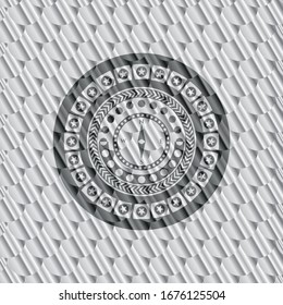 compass icon inside silver color badge. Scales pattern. Vector Illustration. Detailed.