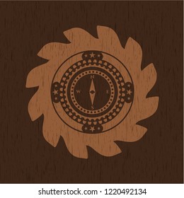 compass icon inside wood emblem. Retro