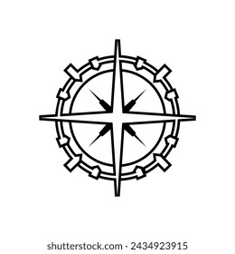 Compass Icon. Instrument Containing Magnetized Pointer Which Shows Direction of Magnetic North. Orientation Symbol - Vector.  