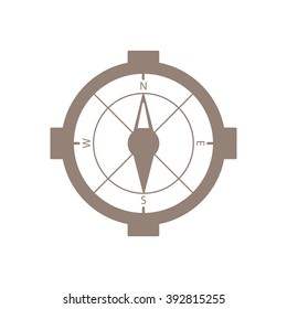   compass  icon,  isolated. Flat  design.