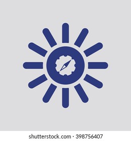   compass    icon,  isolated. Flat  design.