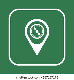  Compass  icon,  isolated. Flat  design.