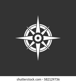 Compass icon isolated on black background. Compass vector logo. Flat design style. Modern vector pictogram for web graphics - stock vector