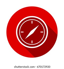 compass icon isolated on red background with long shadow. flat icon