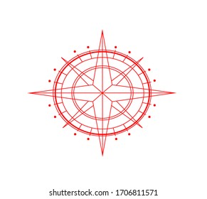 Compass icon isolated on reds background