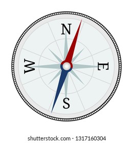 Compass icon. Compass isolated on white background. Travel equipment. Vector illustration for your design.