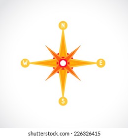 Compass icon isolated on white background. Vector illustration. Abstract compass / windrose icon / button for websites (UI) or applications (app) for smartphones or tablets. Pictogram
