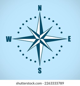 Compass icon isolated on white background. Vector compass rose with North, South, East and West indicated