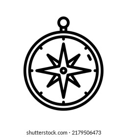 Compass Icon. Line Art Style Design Isolated On White Background