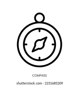 Kompasssymbol. Line Art Design einzeln auf weißem Hintergrund
