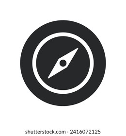 Compass icon, line, black, flat, vector