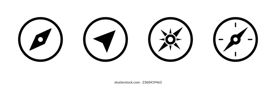 Compass icon in line. Navigation compass icon. Navigation symbol in outline. Compass symbol in line. Stock vector illustration