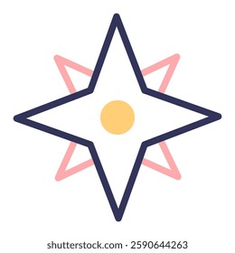 Compass icon in line style with editable stroke. Eight cardinal directions. 8-wind compass rose