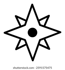 Compass icon in line style with editable stroke. Eight cardinal directions. 8-wind compass rose