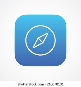 Compass icon in line style on the rounded button