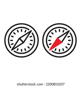 compass icon with line style. Compass symbol. Compass pictogram. Vector illustration.
