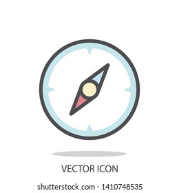 compass icon,  line symbol on white background - editable stroke vector illustration eps10