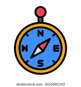 Compass Icon Lineal Color Vector Illustration