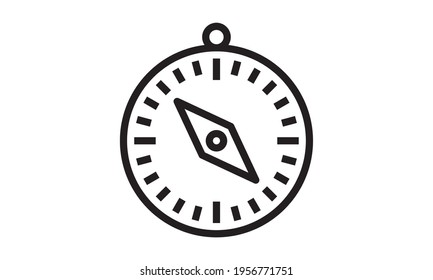 Compass icon. Location symbol. West north south east indicator. Navigation element