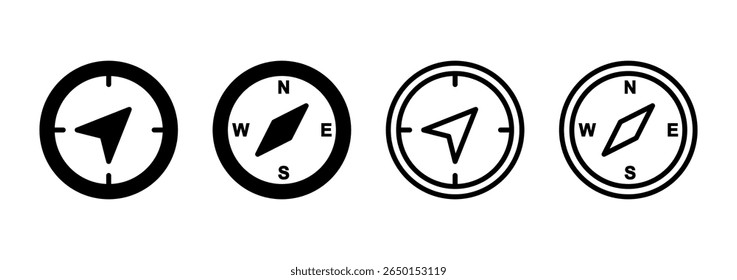 Diseño del logotipo del icono de la brújula. signo y símbolo del icono de la brújula de la flecha