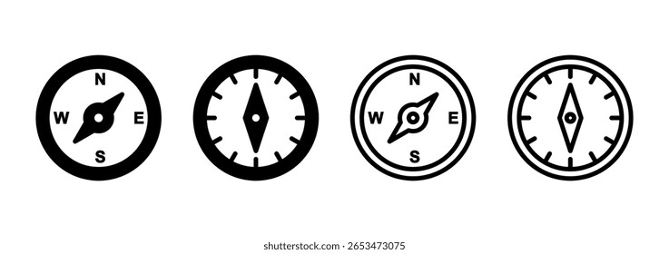 Ícone de bússola logotipo design. seta ícone de bússola sinal e símbolo