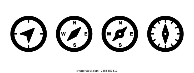 Diseño del logotipo del icono de la brújula. signo y símbolo del icono de la brújula de la flecha