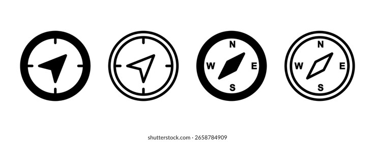 Ícone de bússola logotipo design. seta ícone de bússola sinal e símbolo