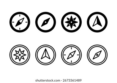 Diseño del logotipo del icono de la brújula. signo y símbolo del icono de la brújula de la flecha