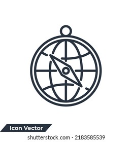 compass icon logo vector illustration. globe compass symbol template for graphic and web design collection