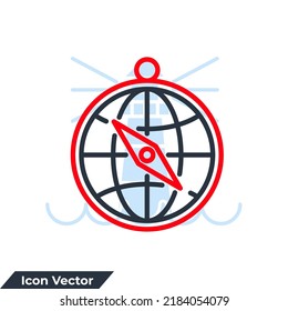 compass icon logo vector illustration. globe compass symbol template for graphic and web design collection