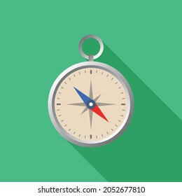 Compass Icon With Long Shadow Design