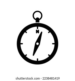 Compass icon for map or direction in black solid style