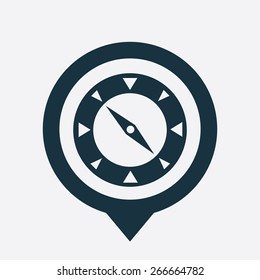 compass icon map pin on white background
