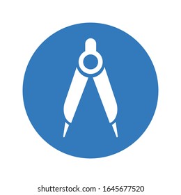 Compass icon, math, blue geometry equipment