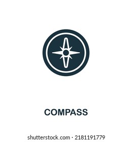 Compass icon. Monochrome simple line Outdoor Recreation icon for templates, web design and infographics