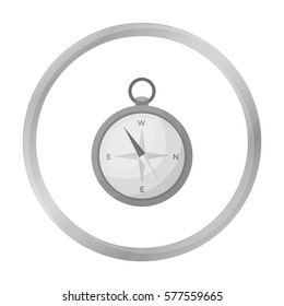 Compass icon in monochrome style isolated on white background. Pirates symbol stock vector illustration.