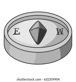 Compass icon in monochrome style isolated on white background vector illustration