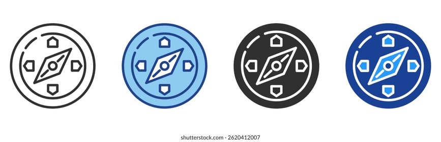 Compass Icon Multiple Style Vector Collection