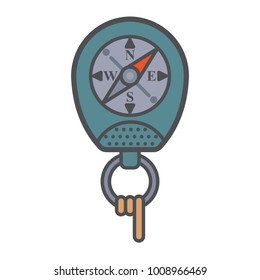 Compass icon for navigation and cartography in modern flat style with outline. Searching destination, active tourism and travelling. Forest equipment. Vector illustration