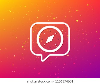 Compass icon. Navigation device symbol. Soft color gradient background. Speech bubble with flat icon. Vector