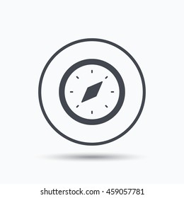 Compass icon. Navigation device symbol. Circle button with flat web icon on white background. Vector