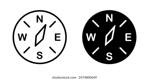 Compass icon. Navigation map symbol. North, south, east, west direction arrow. Adventure vector illustration isolated.