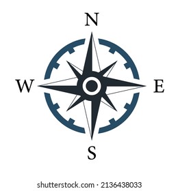 Navegación de iconos de la brújula, norte, sur, este, oeste. Gráficos vectoriales. Ilustración vectorial aislada en fondo blanco. EPS 10