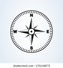 Compass Icon, Navigation Outdoor Symbol Vector Design. Simple Illustration