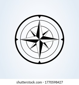 Icono de brújula, diseño del vector de símbolo de navegación al aire libre. ilustración simple