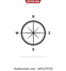 Compass Icon. Navigation symbol. Isolated vector illustration.