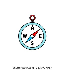 Compass icon. Navigation tool symbol. Blue red design. Vector compass illustration.