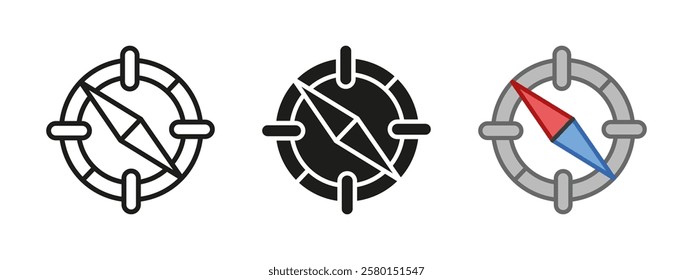 Compass icon. Navigation tool vector illustration. Directional guide symbol. Outdoor exploration sign. Travel wayfinding concept. Hiking orientation graphic.