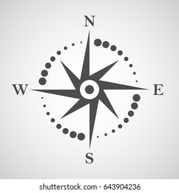 Compass icon. Navigation and travel logo design element. No transparent objects.